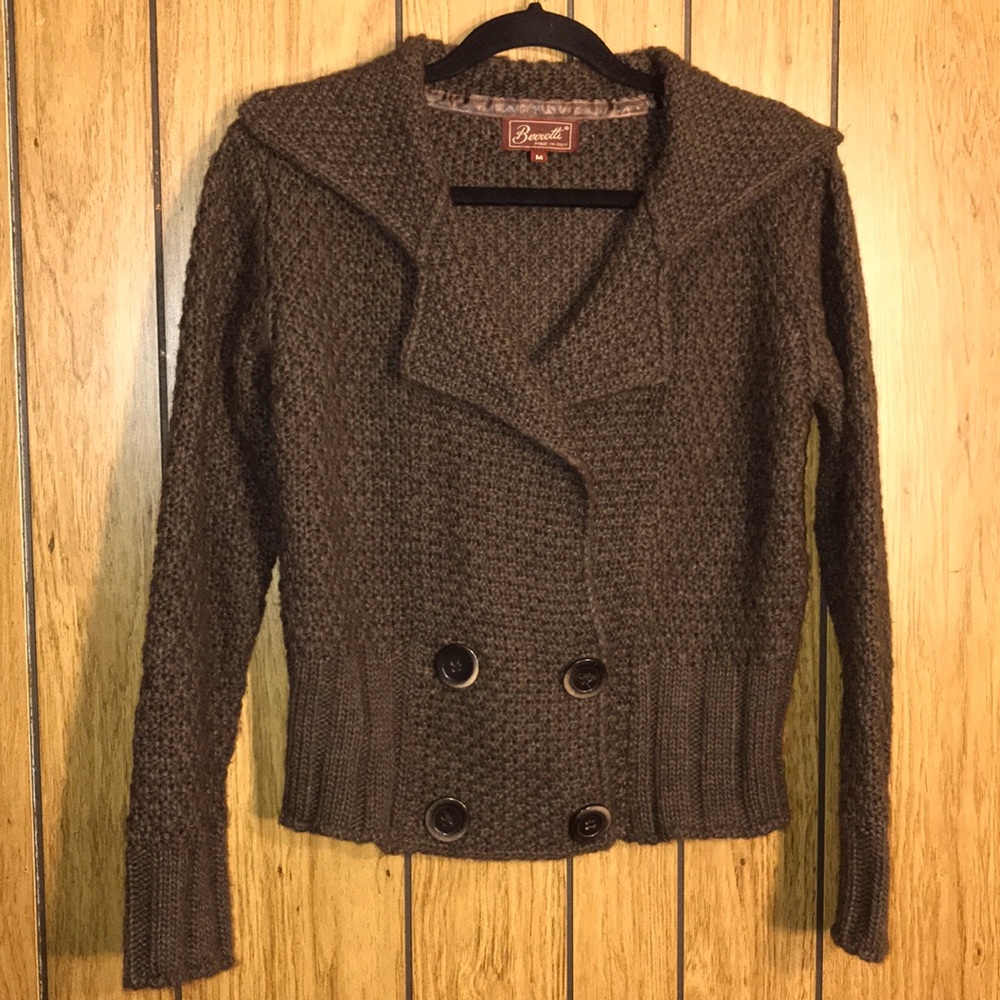 Italy Berretti Brown wool button Sweater Coat cardigan SZ Medium
